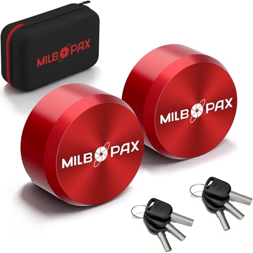 Trailer Door Lock Keyed Alike Puck Locks for Trailers Vans & Sheds Push-to-Lock Mechanism Hidden Shackle Design Heavy-Duty Enclosed Trailer Locks (Red 2 Pack 6 Keys)