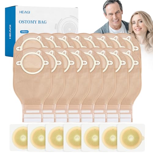 Heagimed Ostomy Bags, 100PCS 2 Piece Drainable Pouches, Cut-to-Fit 70mm