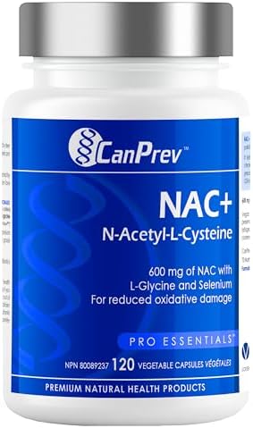 CanPrev NAC+ N-Acetyl-L-Cysteine Supplement, 120 Vegan Caps 120-Day Supply - 600mg NAC with L-Glycine & Selenium - Promote Healthy Glutathione Level, Immune Support, Liver Function & Oxidative Balance