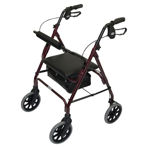 PEPE Mobility Griffe für Fahrrad Seitliche Kurve (4 Stück), Fahrradgriff, gepolsterte Griffe für Fahrräder, Kissenbezüge für Rollatoren, Rohr 22 mm 7 Days Leichtklapp Four Wheel Rollator Walker mit gepolstertem Sitz, abschließbare Bremsen, Ergonomische Griffe und Tragetasche, eingeschränkter Mobilität Hilfe, Ruby Red, Mittel