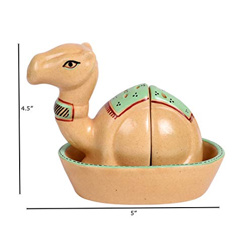 Image of Aakriti Art Creations Ceramic Salt & Pepper Dispenser Set with Tray | Handcrafted Modern Art Dining Table Shaker Set | Kitchen Salt Pepper Organizer | Kitchen Decoration Items Stylish