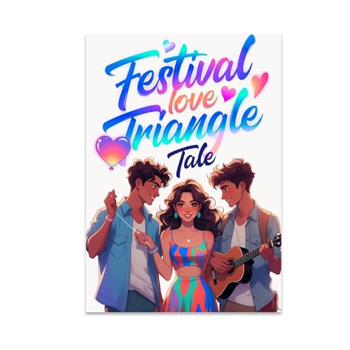 Festival Lovers Poster Print - Festival Love Triangle Tale - 13x19 - Vibrant Romantic Decor