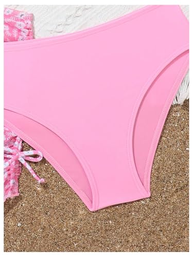 Image of COZYEASE Girls' 3 Piece Set Floral Print Bikini Swimsuit with Drawstring Beach Skirt Cute Ruched Bathing Suit