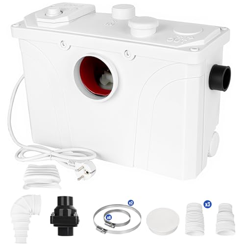 700W Stark Hebeanlage WC Lifting System Sewage Pump, 190L/Min Schmutzwasserpumpen Fäkalienpumpe Haushaltspumpe Für WC Toiletten, Dusche Badewannen Spülmaschinen Waschbecken 4 Einlässe