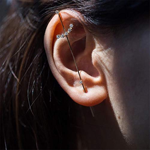 aliveGOT Ear Wrap Crawler Hook Earrings, Pair of Gold Silver Sparkling Stars Earrings, Simple Hypoallergenic Women Earrings, Jewelry Hook Earrings Decorations for Women Girls (A)