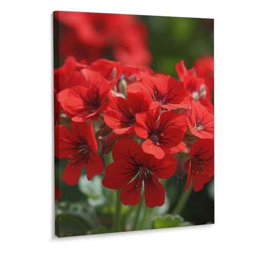 Toile murale géraniums rouges pour raviver un mur blanc