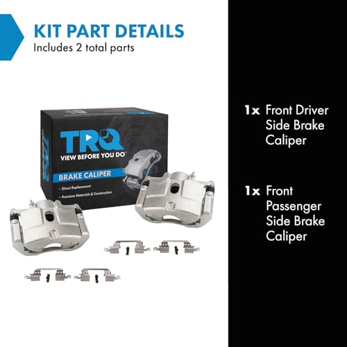Image of TRQ Front Brake Caliper Set Zinc Coated Brackets Hardware Compatible with 2015-2017 Chrysler 200 2013-2016 Dodge Dart