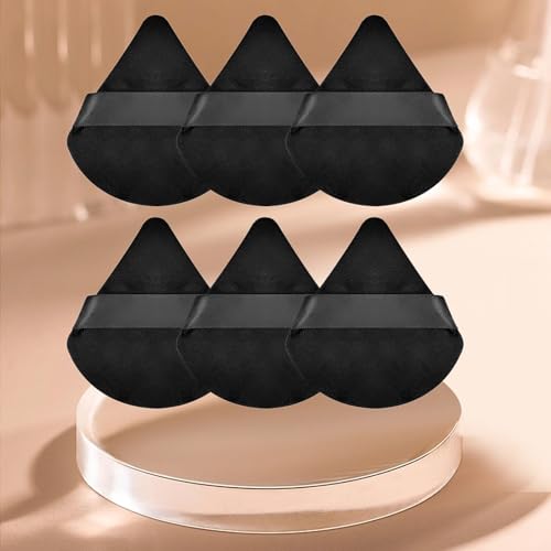 6Pcs Soft Triangle Powder Puff Set Powder Puffs for Face Makeup Sponges for Foundation Suitable for Liquid and Cream Cosmetic Makeup Tools Black