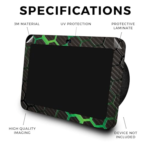 Image of Carbon Fiber Skin Compatible with Amazon Echo Show 8 (3rd Gen, 2023) - Green Hex - Premium 3M Vinyl Protective Wrap Decal Cover - Easy to Apply | Crafted in The USA by MightySkins
