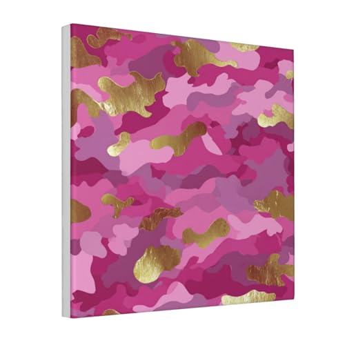 Lienzo de pared enmarcado para salón y dormitorio con diseño moderno en rosa y oro