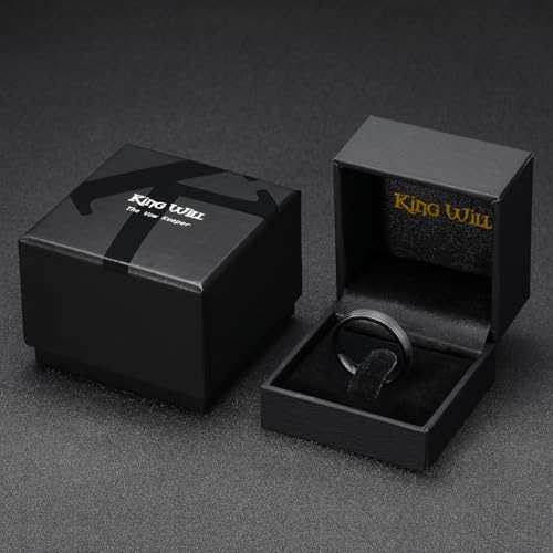 Image of King Will Classic Tungsten Wedding Band for Men, 6 /7 /8 /9 /10mm Widths, Polished Finish Step Edge Matte Rings Comfort Fit