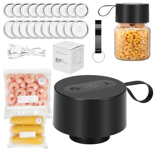 Vakuumierer für Gläser Elektrischer Vakuumierer für Einmachgläser mit Automatik-Stopp 10 Deckeln & 5 Vakuumbeutel Tragbares Vakuumiergerät Set für Gläser & Vakuumbeutel Geschenke für Mama Oma
