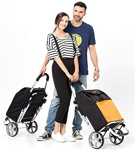 QHYTL Einkaufstrolley Multifunktions-Einkaufswagen Trolley Allzweckwagen mit Sitz Lebensmittelgeschäft Faltbarer Einkaufswagen zusammenklappbarer Trolley mit Stuhl strapazierfähiger leic – Bild 4