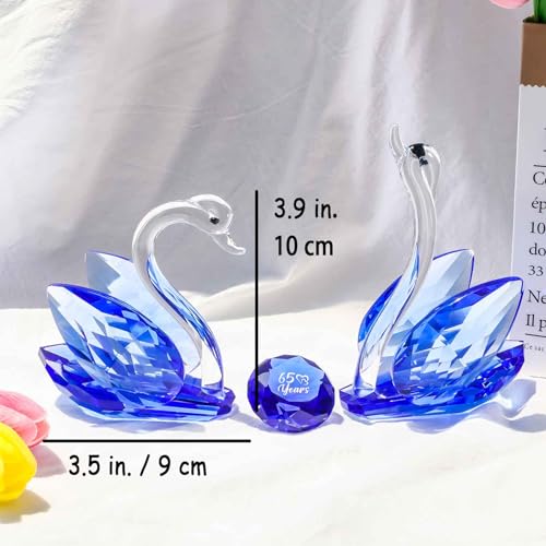 2Pcs Crystal Blue Swans Ornaments Gifts for 65th Wedding Anniversary - Image 4