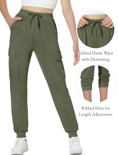 Image of EXARUS Girls Hiking Cargo Pants Joggers Teen Quick Dry Lightweight Slim Fit