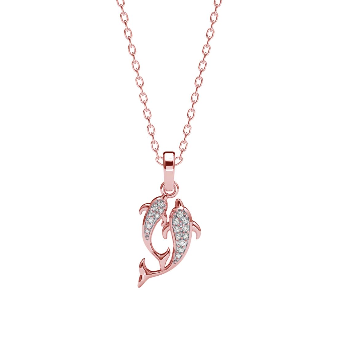 Clara 925 Sterling Silver Couple Dolphin Pendant Chain Necklace | Rose Gold Plated, Swiss Zirconia | Valentine Gift for Women and Girls (B0D9CX4972) Amazon Price History, Amazon Price Tracker