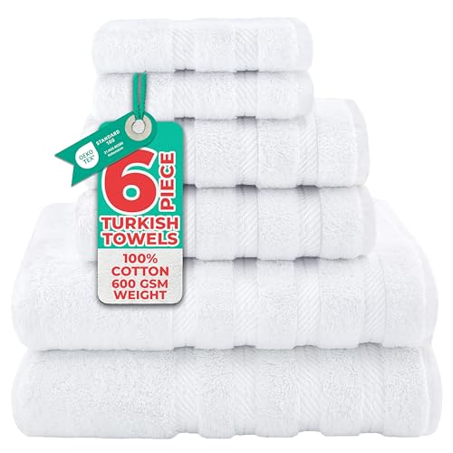 American Soft Linen Luxury 6 Piece Towel Set, 2 Bath Towels 2 Hand Towel 2 Washcloths, 600 GSM 100%...
