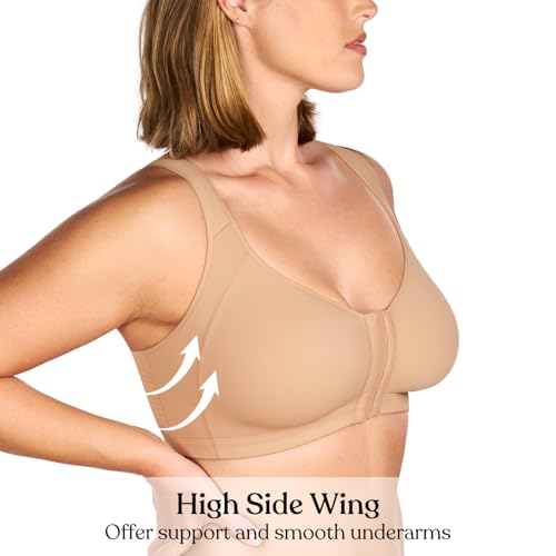 Image of HSIA Posture Bras for Women - Front Closure Bra for Women No Underwire Back Support Plus Size Full Coverage Bra
