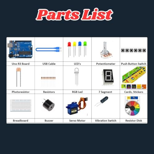 Image of Quad Store Beginners Kit with Circuit Cards for Uno R3 Ideal for DIY Electronics Starters, STEM Projects and Programmers Compatible with Arduino IDE