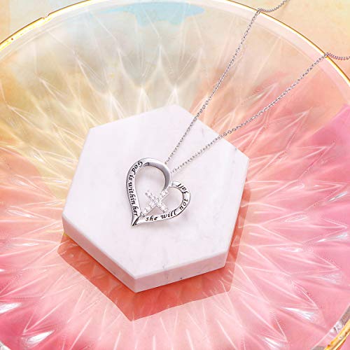 DAOCHONG S925 Sterling Silver Christian Cross Heart Inspirational Faith Bible Verse Necklace & Rinags for Women Teen Jewelry4