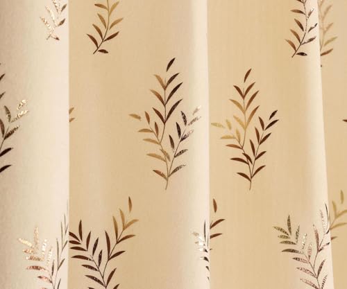 Image of Premium Velvet Window Curtain 5 Feet Long for Living Room - 1 Piece Single Panel Blackout Parda for Home Decor, Bedroom & Office | (Leaf Pattern, 48 x 60 Inch) - Cream Colour