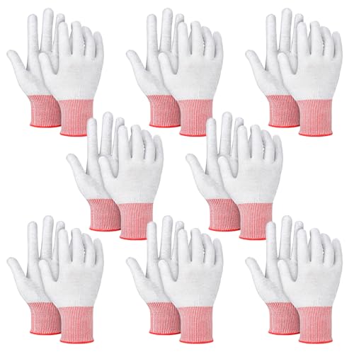Copkim 8 Pairs Wrap Grey Vinyl Gloves Professional Carbon Fiber Dust-free Working Gloves Professional Anti-static Tint Application Tool for Wrapping Viny