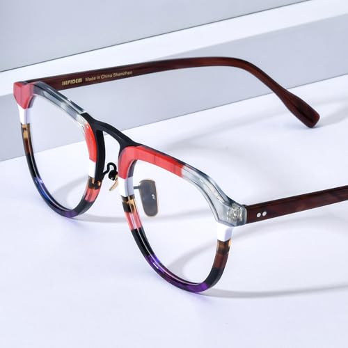 Image of HEPIDEM Multicolor Acetate Glasses Frame Women,Round Vintage Retro Optical Eyeglasses 9339