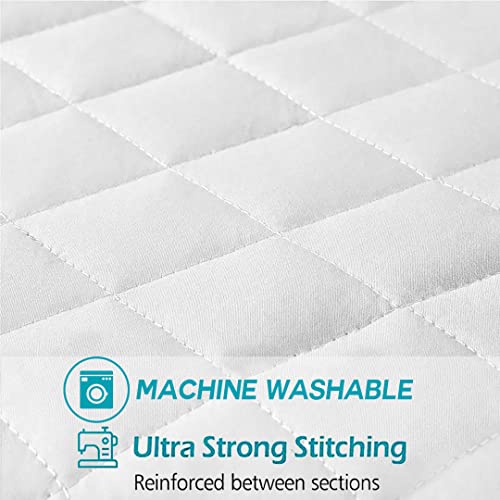 Double Mattress Protector Single Bed Pad Mattress Protector Supper Pad and King Size Protector Quilted with Elastic Strap Breathable and Moisture-Proof White - Image 4