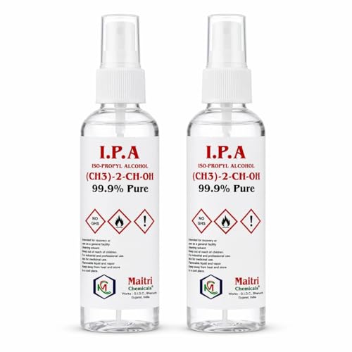 Image of IPA Iso-Propyl Alcohol 99.9% Pure | Multipurpose Cleaning, Lab, Electronics & Medical Use (100 Ml (PACK OF 2))