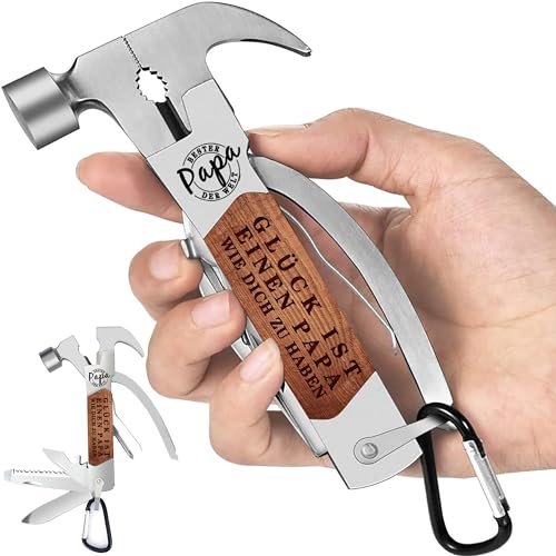 Vatertagsgeschenke für Papa Multitool Werkzeug Hammer, 14 in 1 Multitool Mini Hammer Männertag Geschenke, Ideen Geschenke für Männer Partner Stiefvater Ehemann Freund, Coole Klein Geburtstagsgeschenk