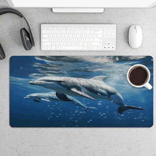 Alfombrilla de escritorio grande antideslizante estilo delfines miniatura 5