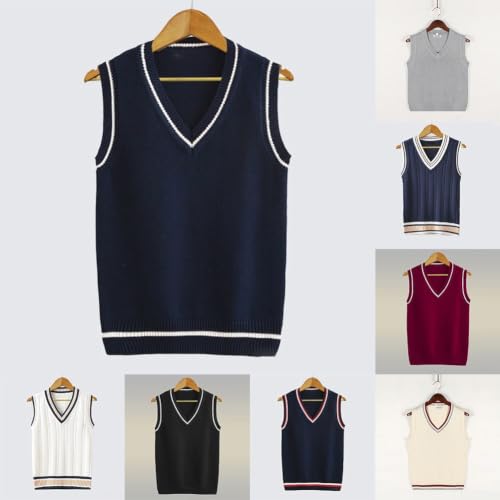 Chaleco de punto casual para hombre con mezcla de algodón y cuello V 3