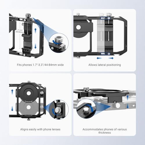 Image of NEEWER Universal Phone Cage Video Rig Stabilizer with 17mm to 37mm & 67mm Lens Filter Adapter Ring Accessories Compatible with iPhone Android Samsung for Video Recording Streaming Photography, PA058