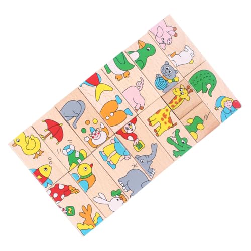 SAFIGLE 1 セット ドミノパズル jigsaw puzzle のパズルのおもちゃ 動物柄パズル 用パズルおもちゃ ドミノ ブロック パズル おもちゃ ジグソーパズル 木製
