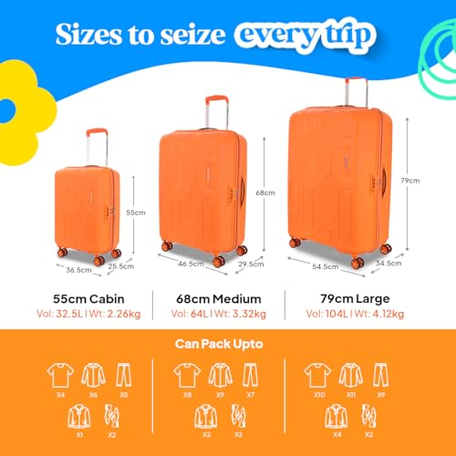 Image of American Tourister Ivy 2.0 | Small Size Cabin Trolley Bag (55 cm) | 360 8 Wheel Travel Luggage | Hard Case Polypropylene (PP) Suitcase | Combination Lock | Tan Orange