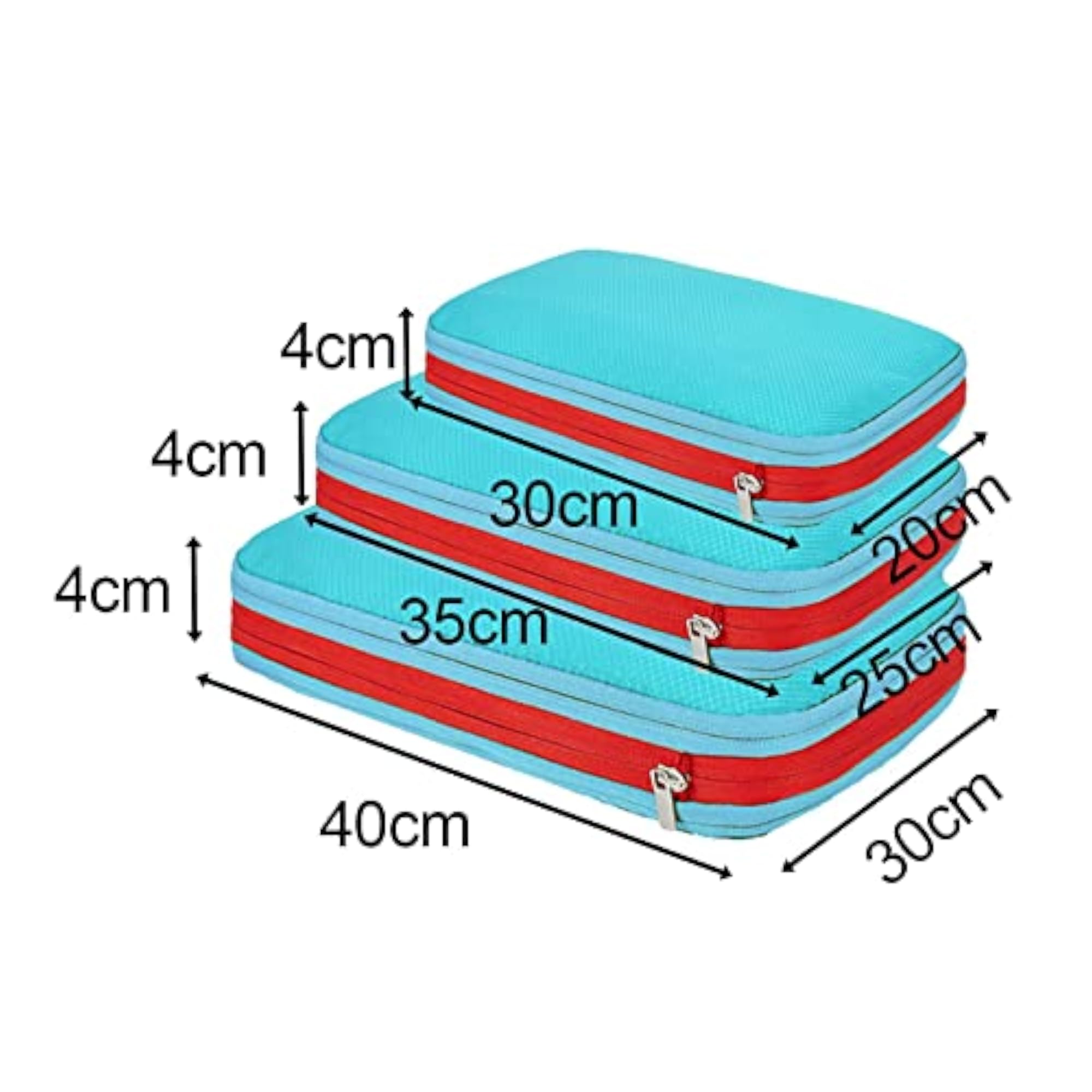 3Pcs Compression Packing Cubes Set, Light Blue