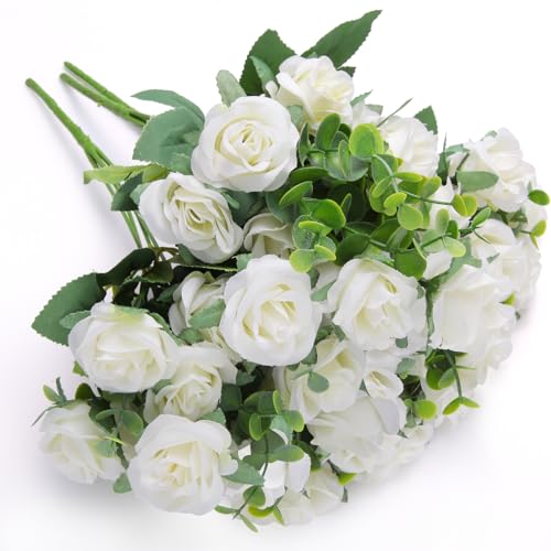 Sandiyago 33 Köpfe Seidenblumen Strauß DREI Farben, Künstliche Blumen, Hochzeitsstrauß, Kunstblumenstrauß, Brautstrauß, Party, Hochzeit, Tischdekoration, Heimdekoration(Weiß) Sandiyago 33 Köpfe Seidenblumen Strauß DREI Farben, Künstliche Blumen, Hochzeitsstrauß, Kunstblumenstrauß, Brautstrauß, Party, Hochzeit, Tischdekoration, Heimdekoration(Weiß)