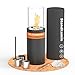 Produktbild 2 IN 1 Windlichtsäule 81CM Tischfeuer Indoor Standkamin Großer Kerzenständer Rund Windlicht Glas Feuersäule Outdoor mit Dekosteinen und Regenschutz für Garten, Balkon, Wohnzimmer (Schwarz)
