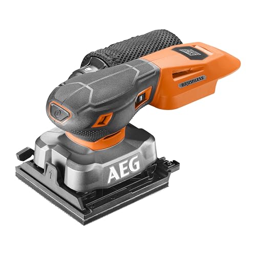 AEG - Ponceuse vibrante 18V SUBCOMPACT BRUSHLESS, 1/4 feuille, 7000 à 12000 osc/min, fixation scratch ou à pince (sans batterie) - BFS18SBL-14-0