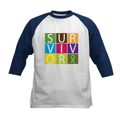 CafePress Lymphoma Survivor Box Kids Baseball Jersey Kids Cotton Baseball Jersey, 3/4 Raglan Sleeve Shirt Navy/White