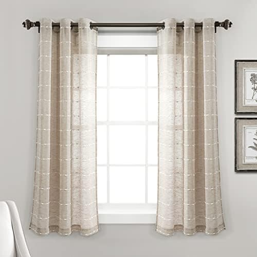 Lush Decor Farmhouse Transparente Fenstervorhänge mit Ösen, 96,5 cm B x 160,2 cm L, neutral