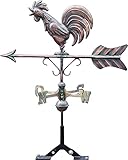 Veredelter Linneborn 3D Wetterfahne krähender Wetterhahn aus Kupfer, kunstvoll bemalt und lackiert, inkl. Befestigung. Windrichtungsanzeiger, Windspiel