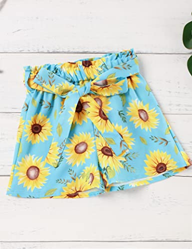 Image of Hipea Toddler Baby Girl Outfits Flower Tops Sleeveless Vest Shorts Headband Summer Clothes Set
