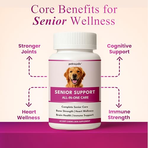 Image of Petroyale Senior Support Dog Supplements - All-in-One Senior Dog Supplements for Mobility, Hip & Joint, Brain, Heart & Eye Health - Immune Support Vitamins (Dog Senior Support 60 Soft Chews)