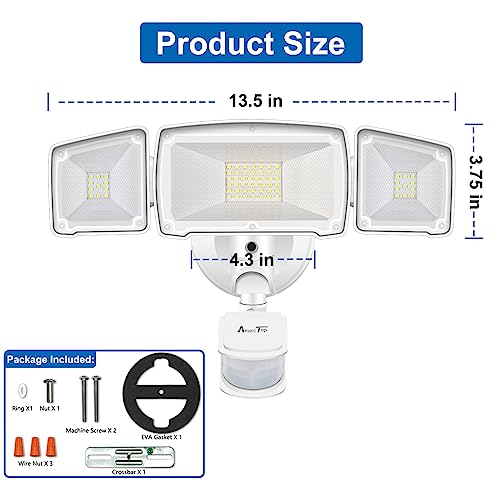 Ameritop Motion Sensor Lights Outdoor, 2-In-1 Ultra Bright 3500Lm 35W Led Security Flood Lights With Motion Sensor Mode & Dusk To Dawn Sensor Mode/Etl Certified, Ip65 Waterproof #TOP5