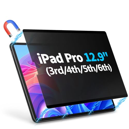 GUDTEKE Privacy Screen Protector for iPad Pro 12.9inch 3rd/4th/5th/6th Gen(2018-2022) Anti-Spy Anti Glare Blue Light Filter Easy Installation Screen Protector Bubble Free