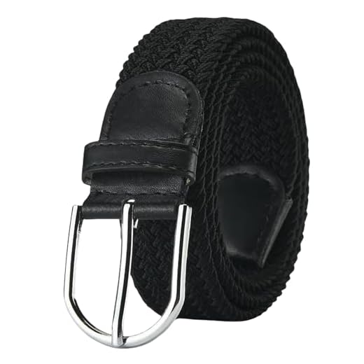 QDLTGBD Belts For Men Mens Leather Braided Elastic Stretch Cross Buckle Casual Golf Belt Waistband Of Four Color Mixed, Black, 105CM