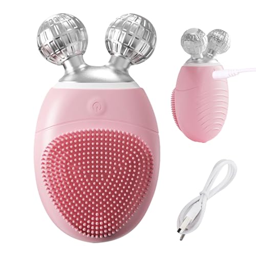 Cepillo Limpiador Facial, Rodillo Facial, Masajeador Eléctrico Impermeable con 5 Velocidades Ajustables para Exfoliación Suave y Limpieza Profunda