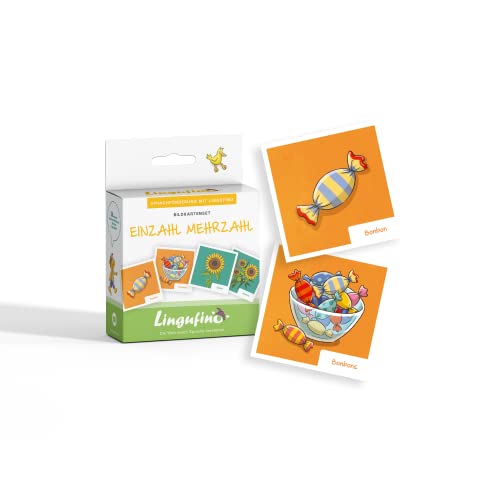 Tarjetas de imagen para promoción del lenguaje con Lingufino – Juego de tarjetas de imagen plural, incluye cuaderno de acompañamiento y 30 tarjetas ilustradas con cariño