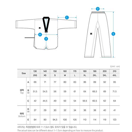 Mooto Korea Taekwondo Bs4.5 Basic Uniform White Bk V-Neck Mma Martial Arts Karate Demonstration Team Gym School Academy (170 (Height : 170~179Cm)(5.58~5.87Ft)) #TOP1